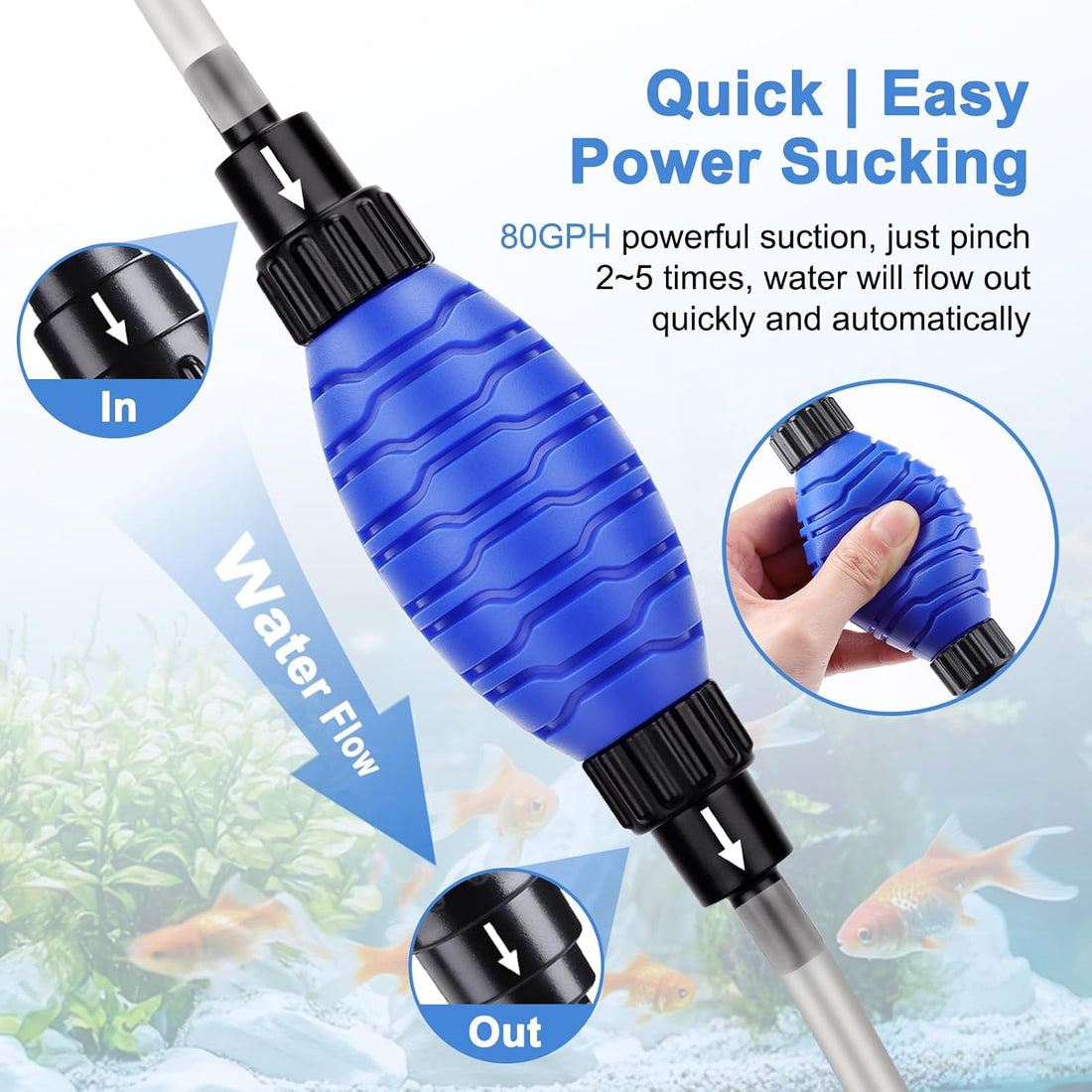 fishkeeper 4-in-1 Aquarium Siphon Gravel Cleaner