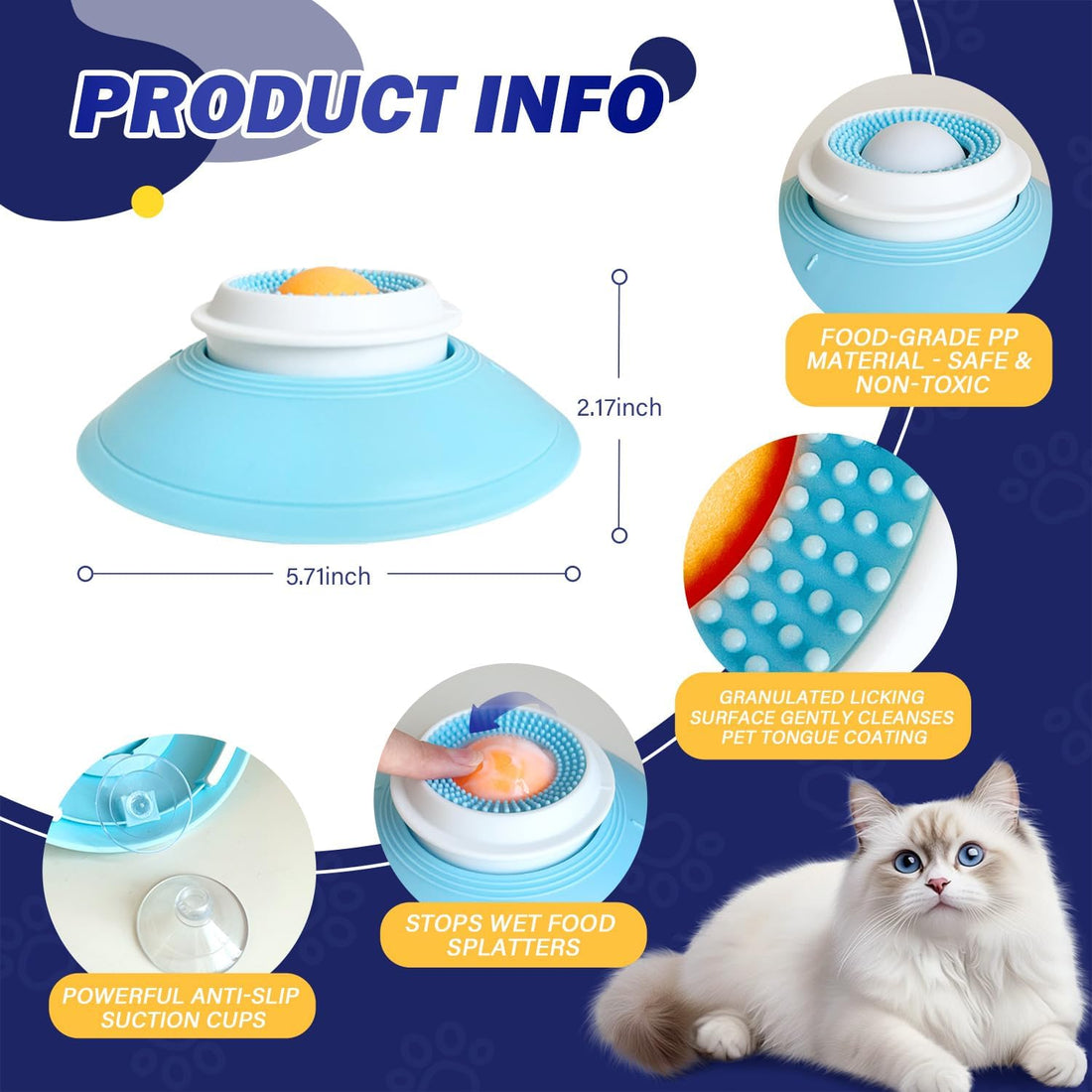 Slow Feeder cat Bowl, Interactive Licking Bowl for Wet & Liquid Food