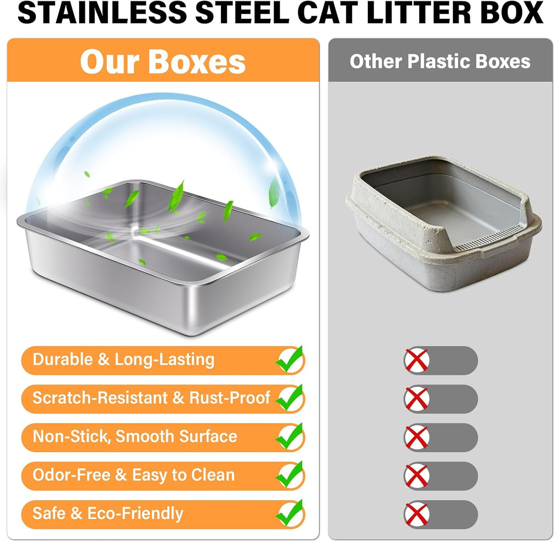 Stainless Steel Litter Box,Metal Cat Litter Box,Medium Cat Litterbox