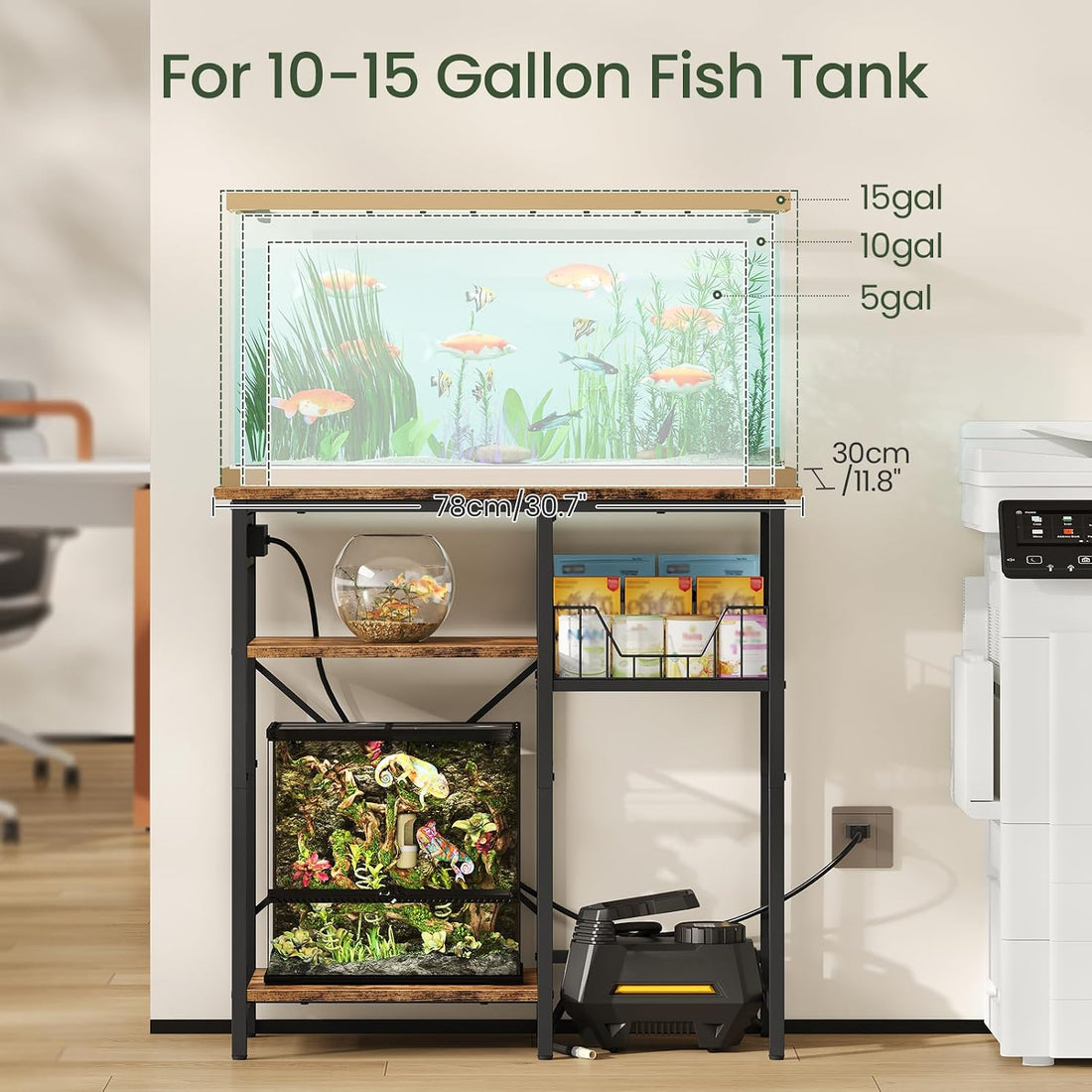 CHOEZON 10-20 Gallon Fish Tank Stand with Power Outlet