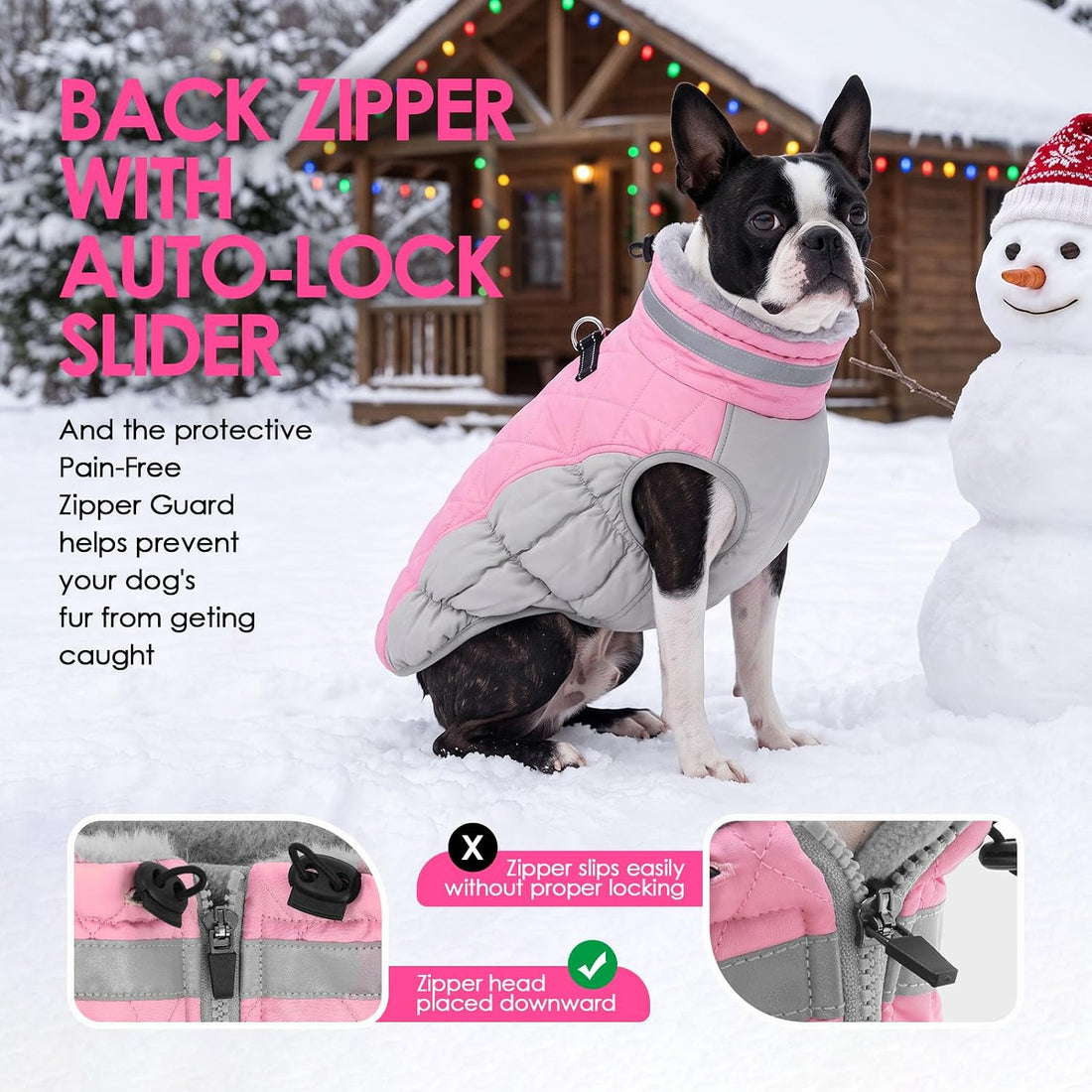 AOFITEE Dog Winter Coat Warm Dog Coat with Harness Waterproof Dogs
