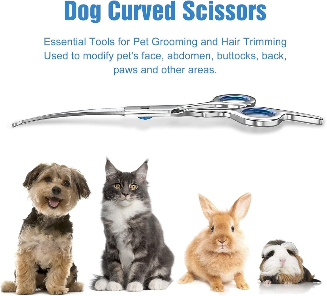 Pets vv 7.5" Curved Dog Grooming Scissors with Safety Round Tips