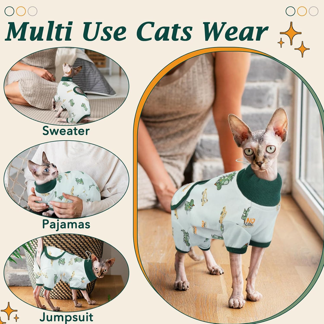 DENTRUN Cat Surgery Recovery Suit Female Male