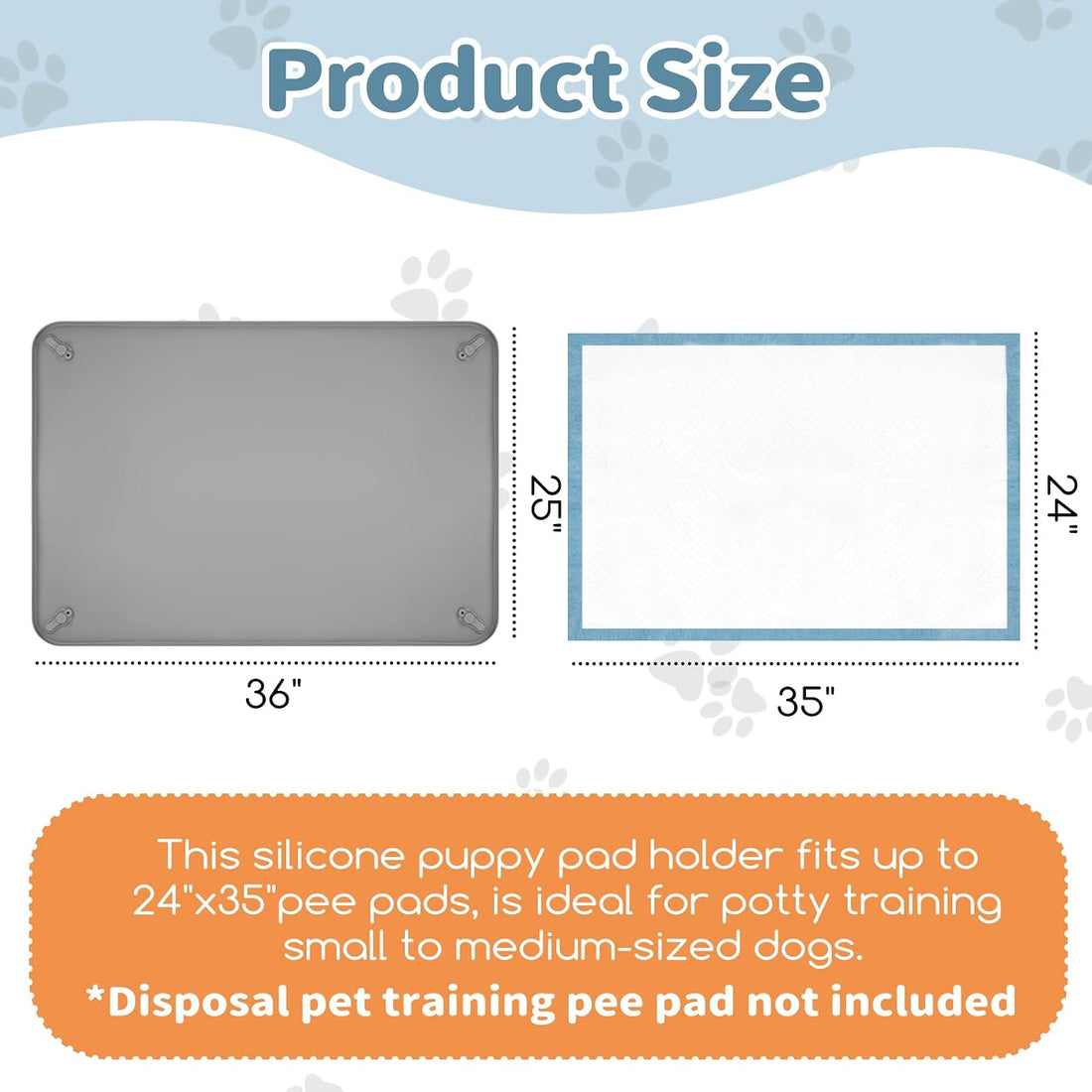 Pee Pad Holder for Dogs,25 x 36 Inch Dog Potty Tray with Silicone