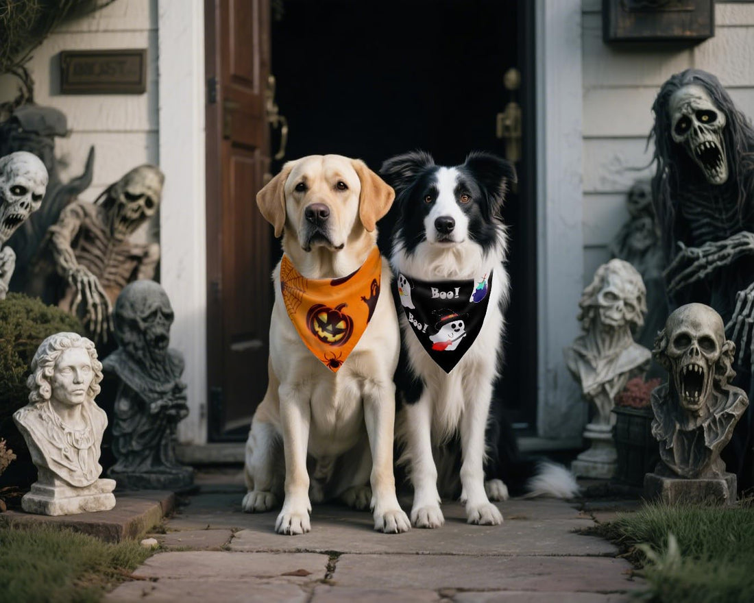 Halloween Dog Bandanas 2PCS Pumpkin Pet Scarf Medium Large Dogs