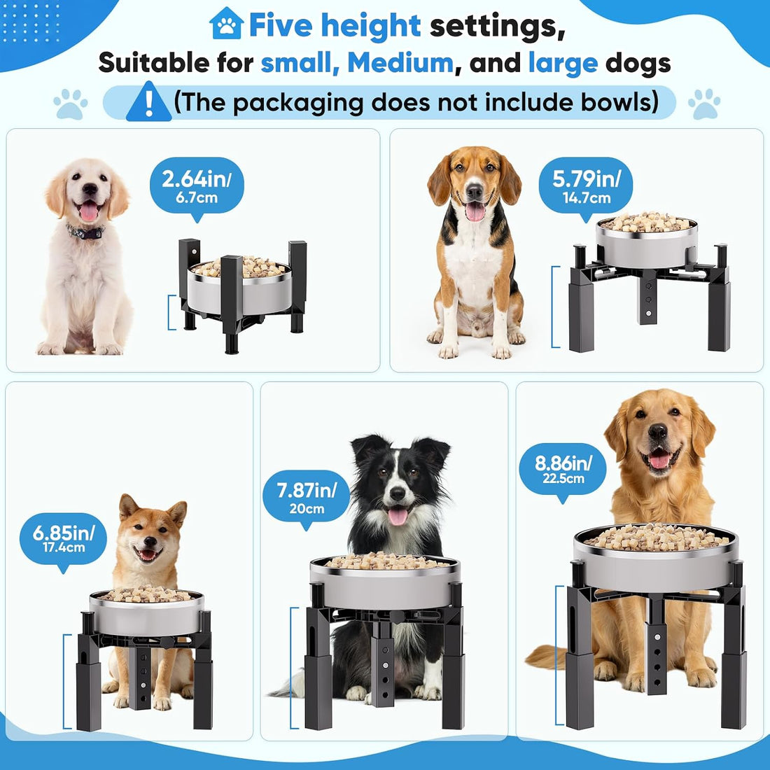 Aystkniet Dog Bowl Stand, Elevated Dog Bowl Holder Raised Dish