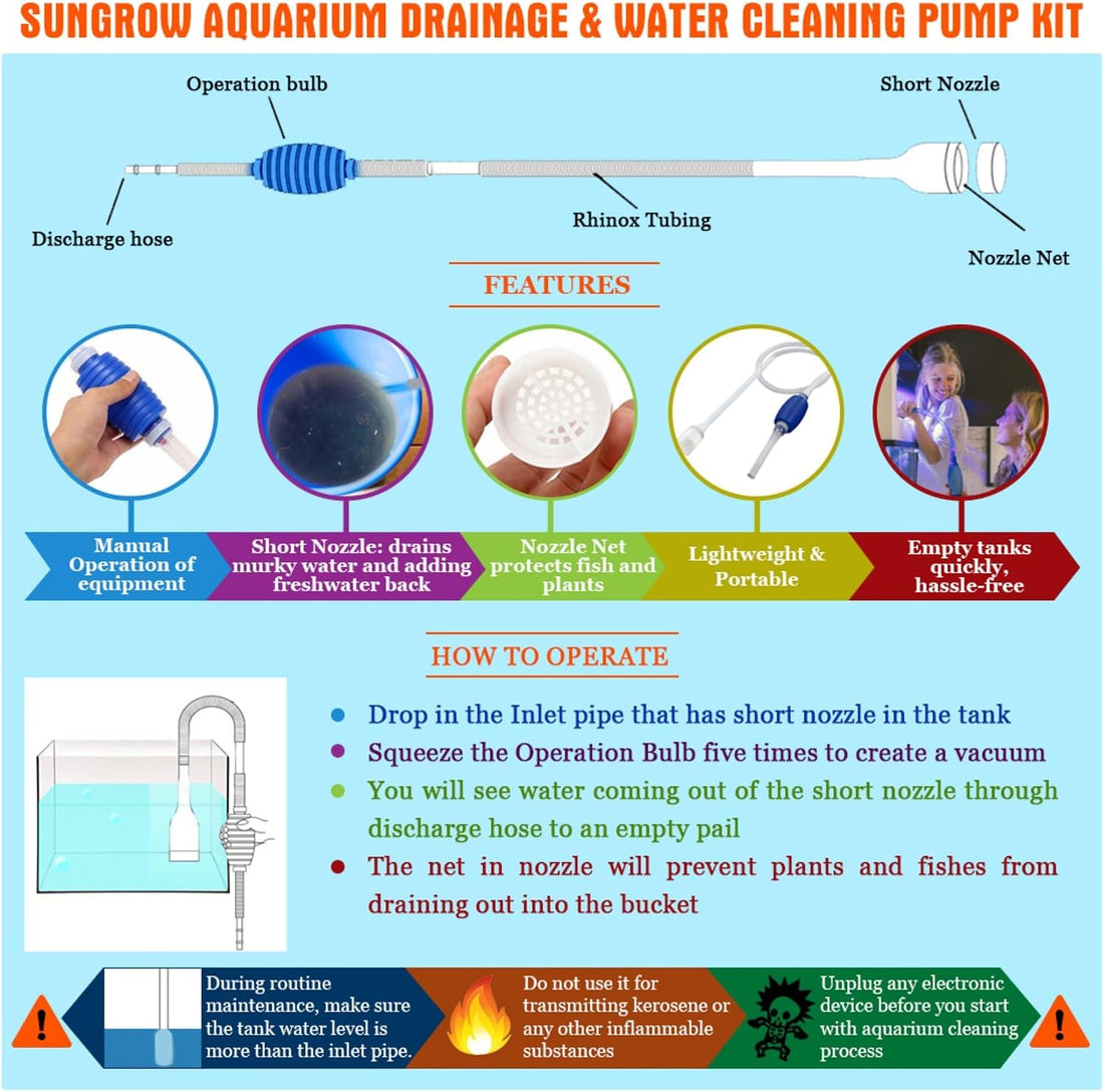 SunGrow Aquarium Fish Tank Gravel Cleaner Vacuum