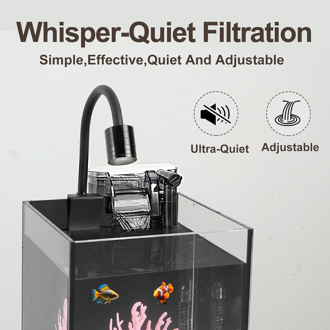 Desktop Aquarium Mini Tank Kit, 1.2 Gallon Rimless Cube with Filter