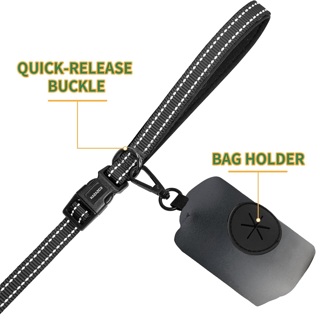 Kazazoo Hands-Free Dog Leash with Poop Bag Holder