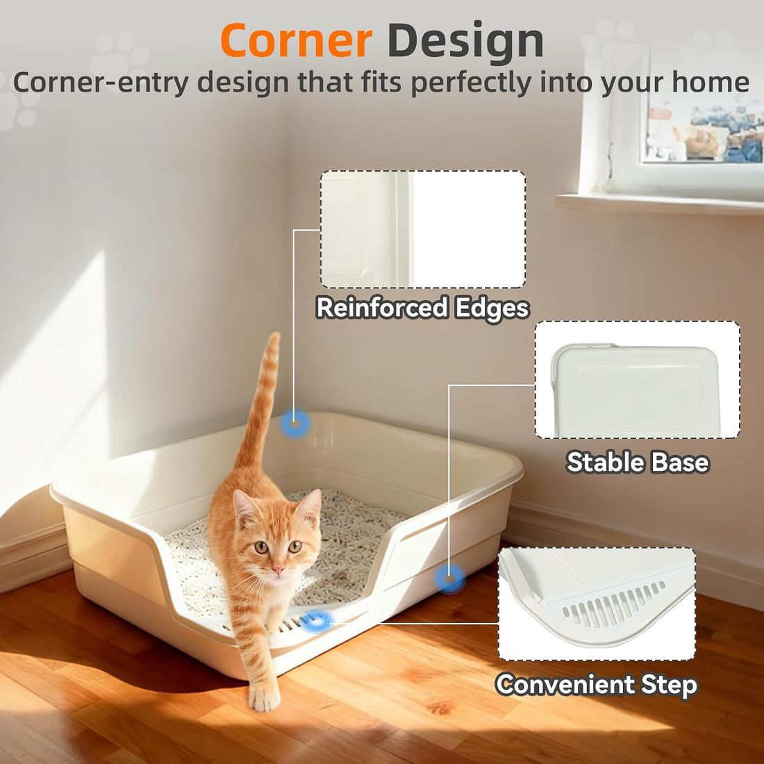 Extra Large Litter Box with Low Entry,Jumbo Cat Litter Box for Kitty