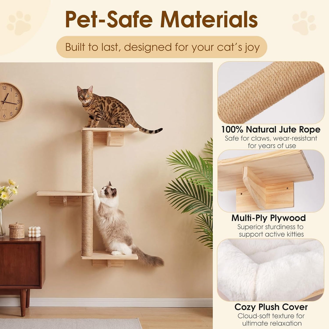 6-in-1 Cat Wall Shelves for Large Cats
