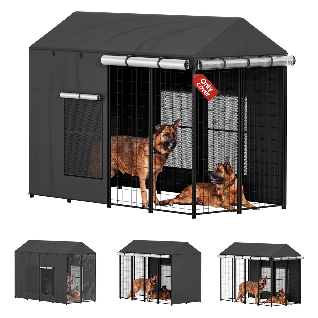 LitaiL Outdoor Dog Kennel Cover for Dog Cages 8'D x 4'W x 6'H Full