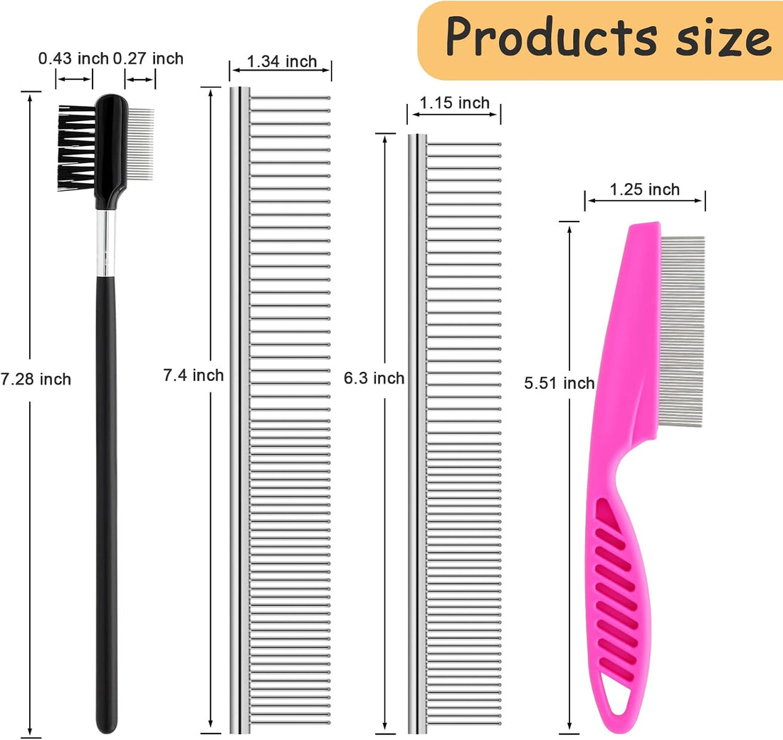 10 Pack Flea Comb for Dogs Cats, Stainless Steel Grooming Combs