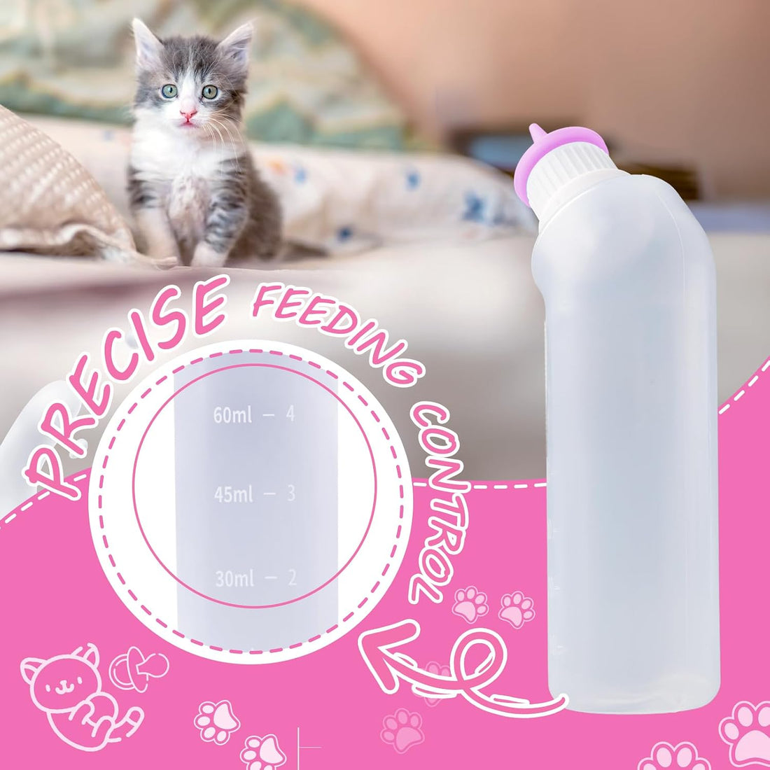 Xuandea 5Pack Kitten Bottle for Nursing Puppy Milk Kitten Bottles