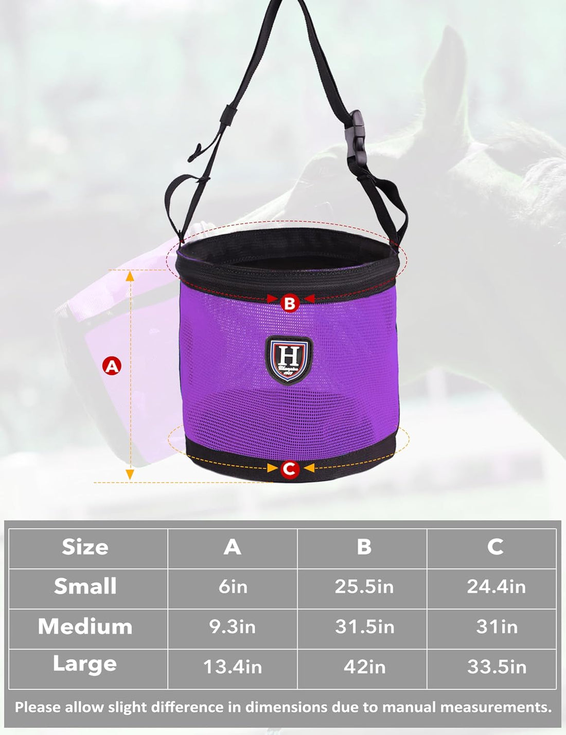 Harrison Howard Horse Muzzle Feed Bag, Breathable Mesh Grain Feed Bag