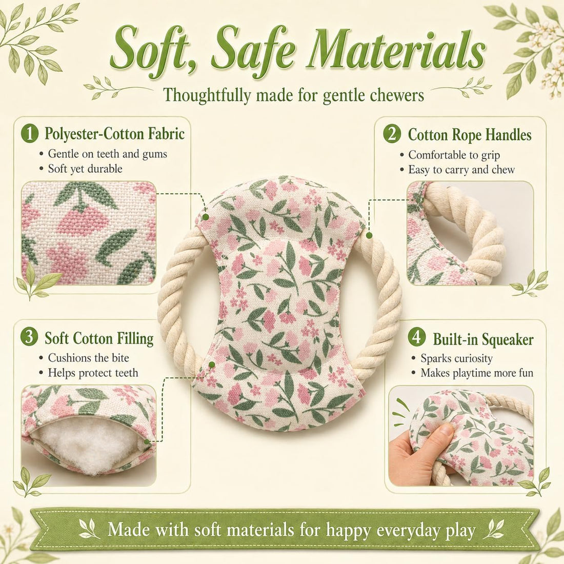 Dog Frisbees Cotton Rope Toys Flying Discs, Teething