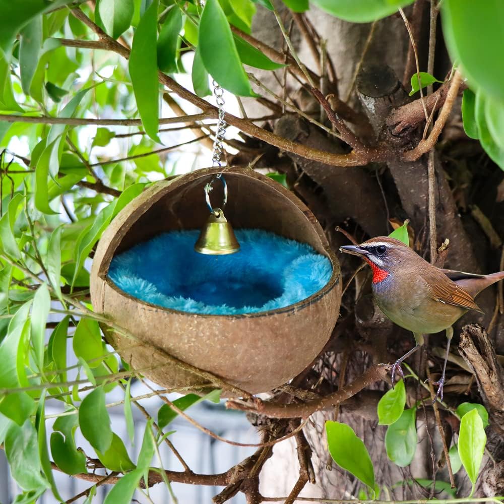 2 Pcs Natural Coconut Shell Bird Nest House Bed Breeding Nesting