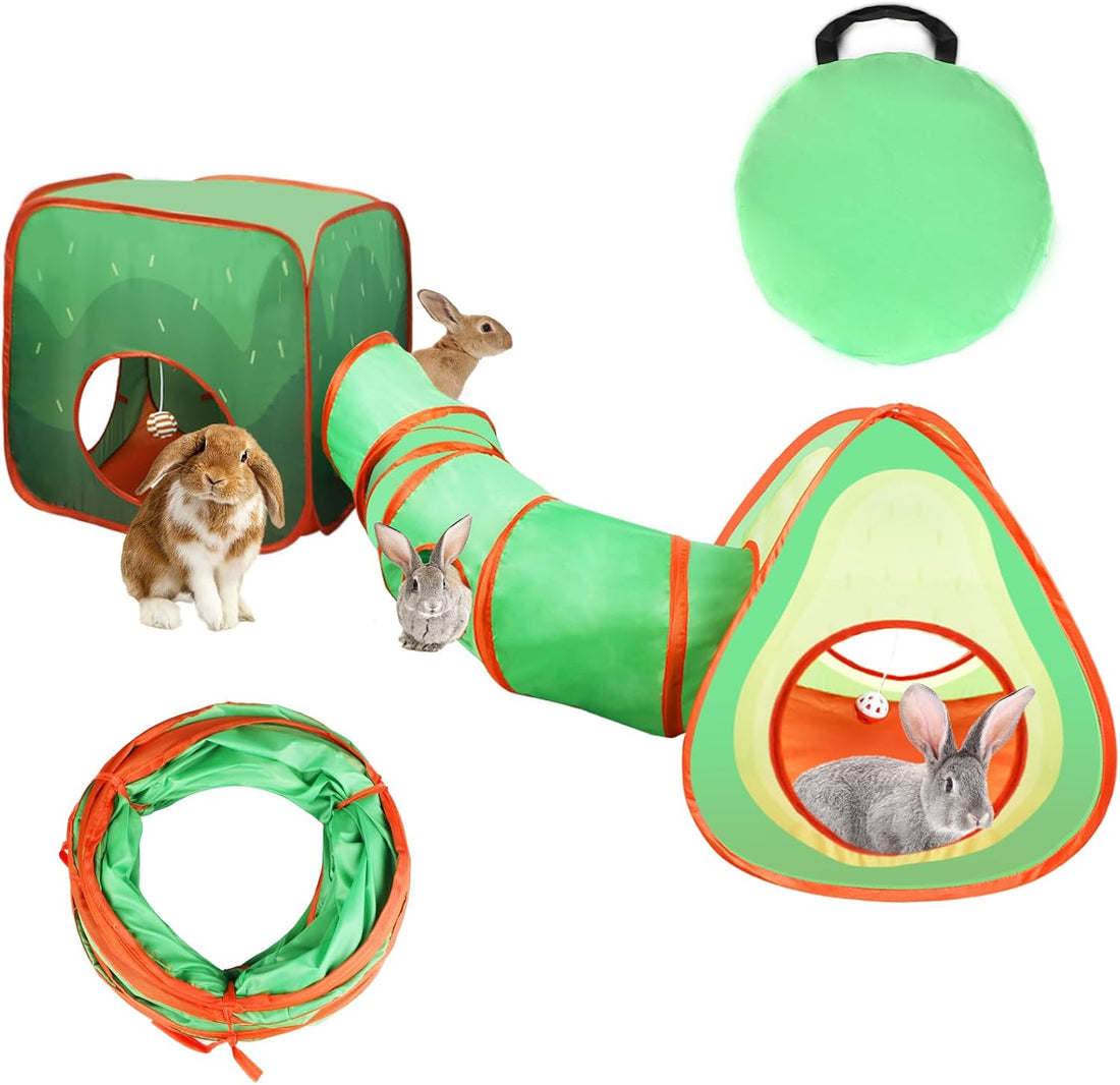 YUEPET Rabbit Tunnel & Cube Tent, Bunny Hideout, Guinea Pig Tunnel