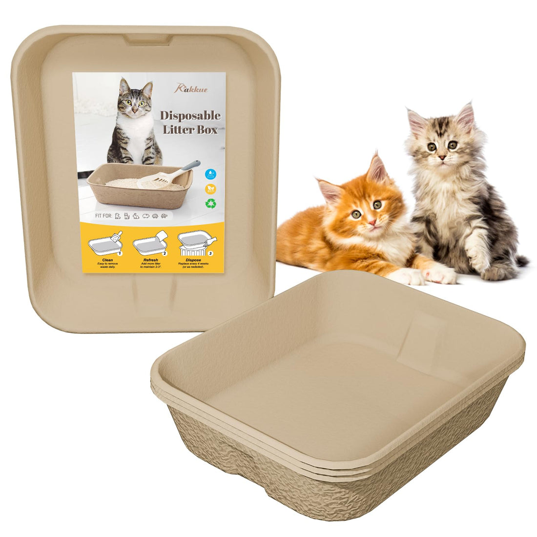 KAKKUE 4 Pack Disposable Cat Litter Boxes