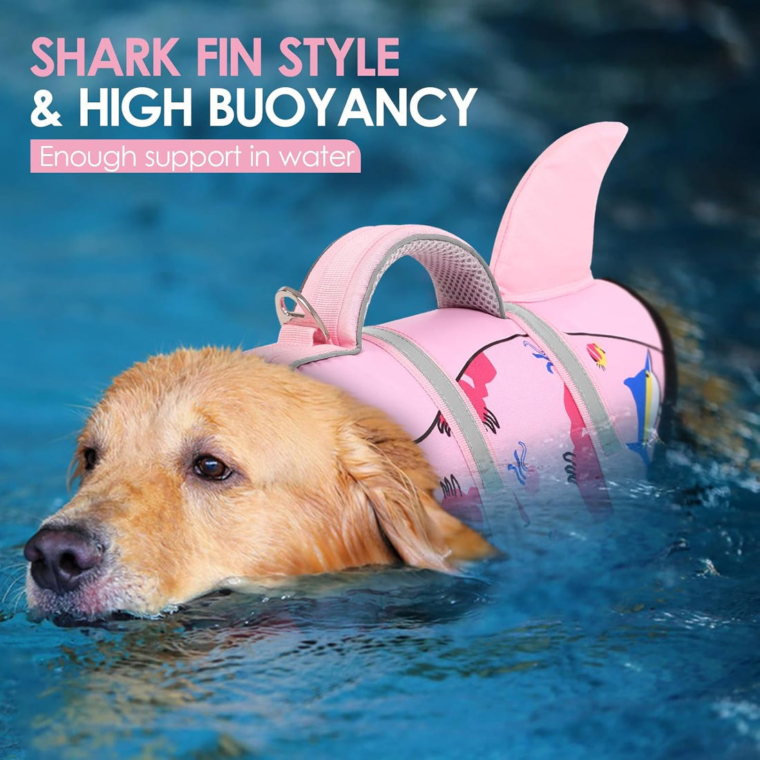 AOFITEE Dog Life Jacket High Buoyancy Shark Dog Life Vest for Swimming