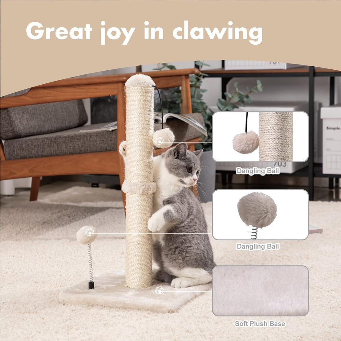 MECOOL Cat Scratching Post Premium Basics Kitten Scratcher Sisal