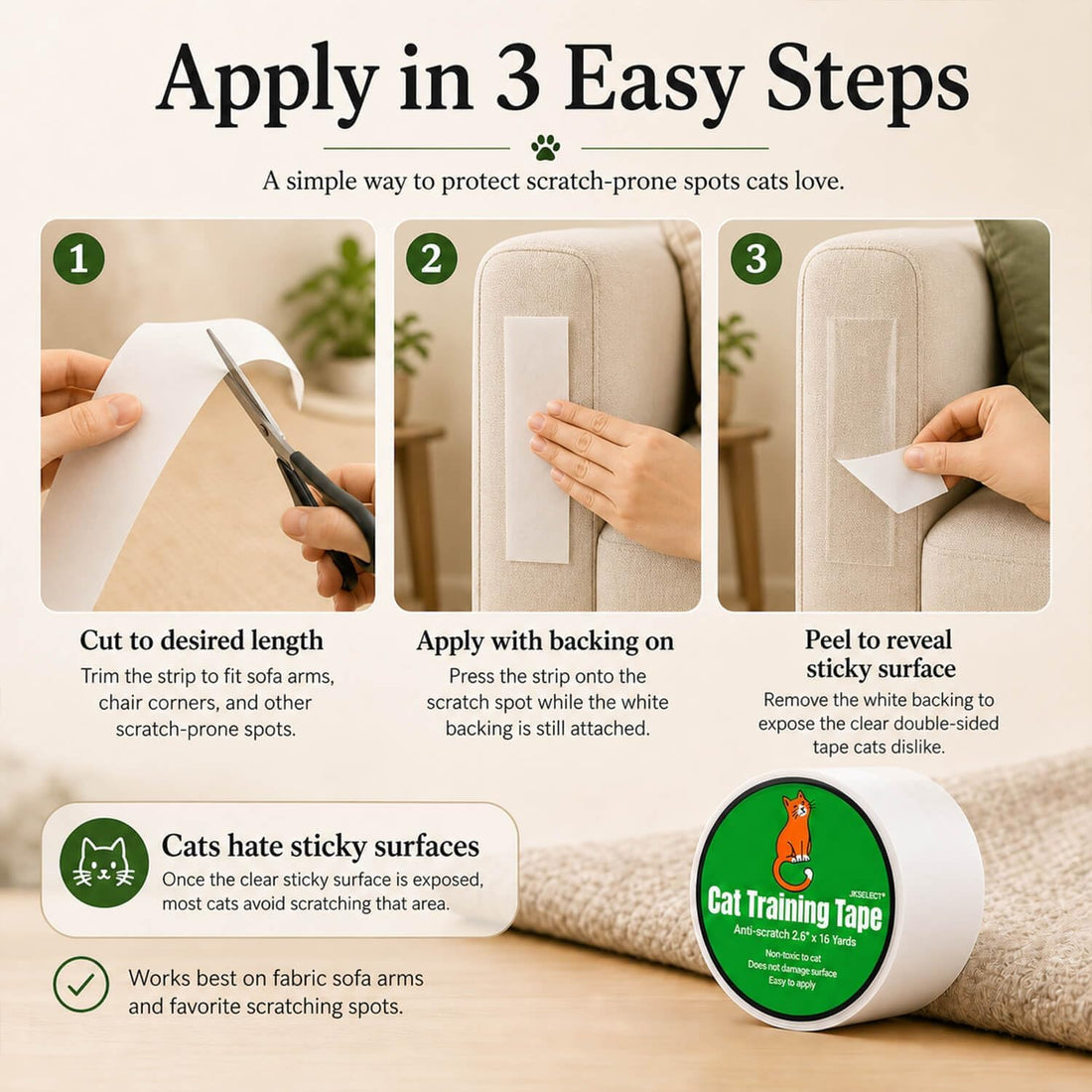 Anti-Scratch Tape for Furniture - Stop Cats from Scratching Couch