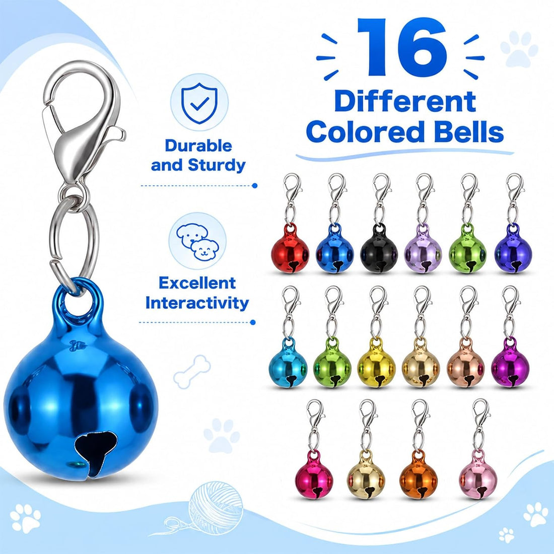 16 Pack Bell for Collar, Cat Bells for Collar, Mini Pet Bells