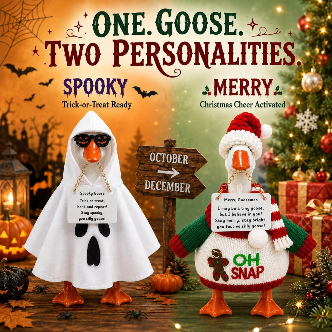 2 Pack Desk Goose Outfits 7 Inches for Halloween Christmas and Holiday