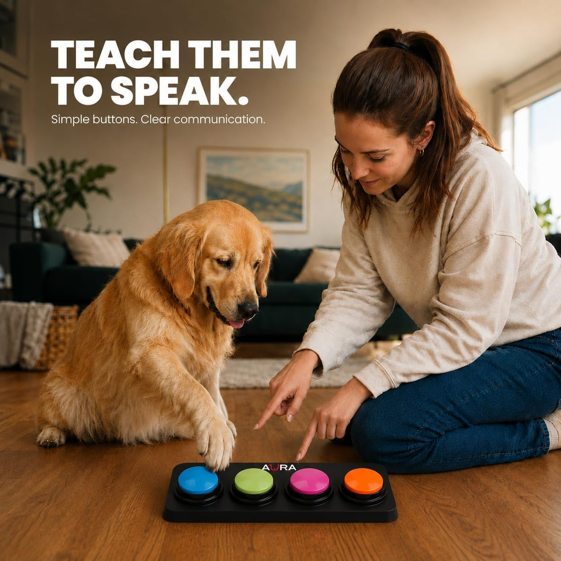 A-URA Dog Buttons for Communication, Recordable Dog Talking Buttons