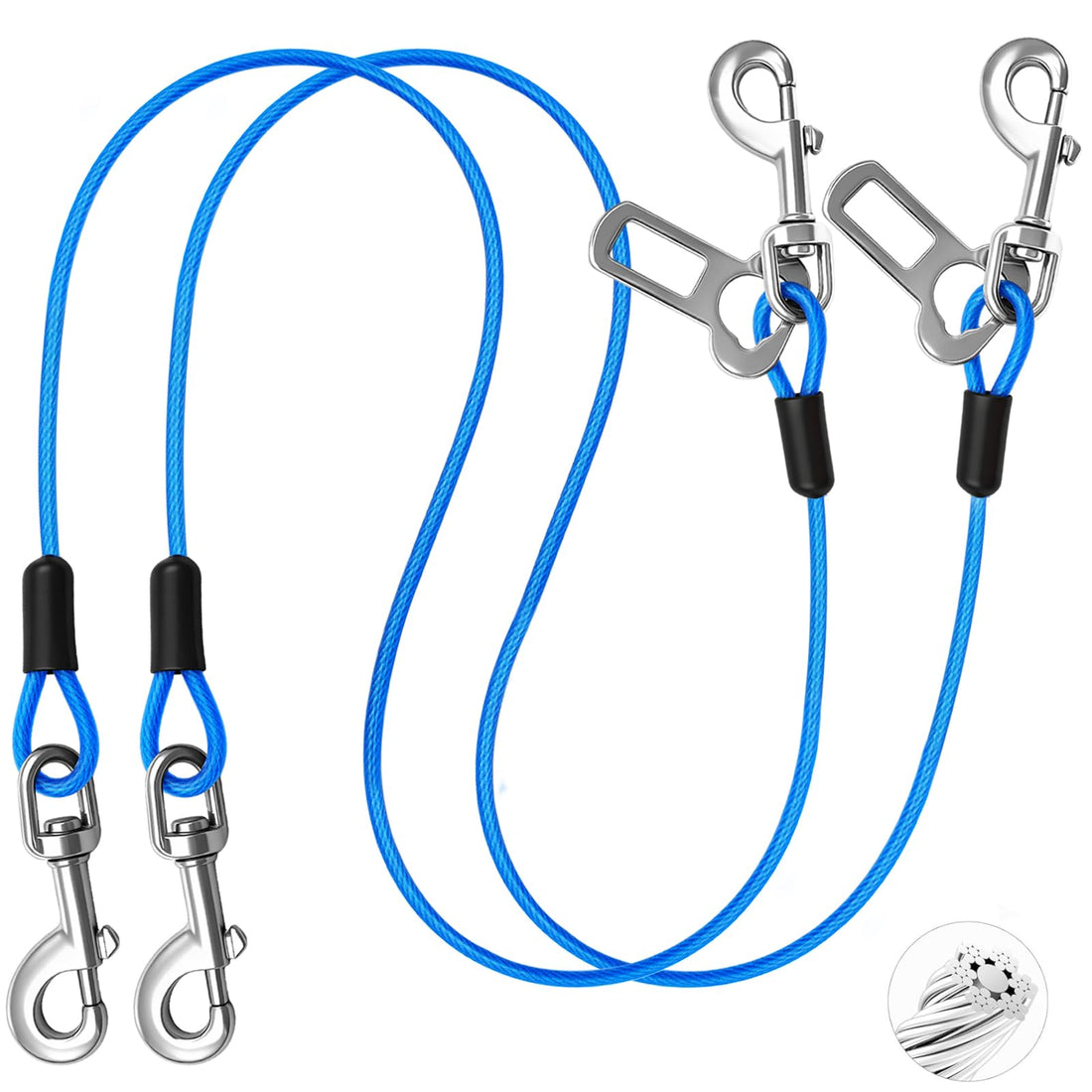 HaiYUAN Dog Car Safety Harness,16 Inch/40 cm Double Clips Seatbelt