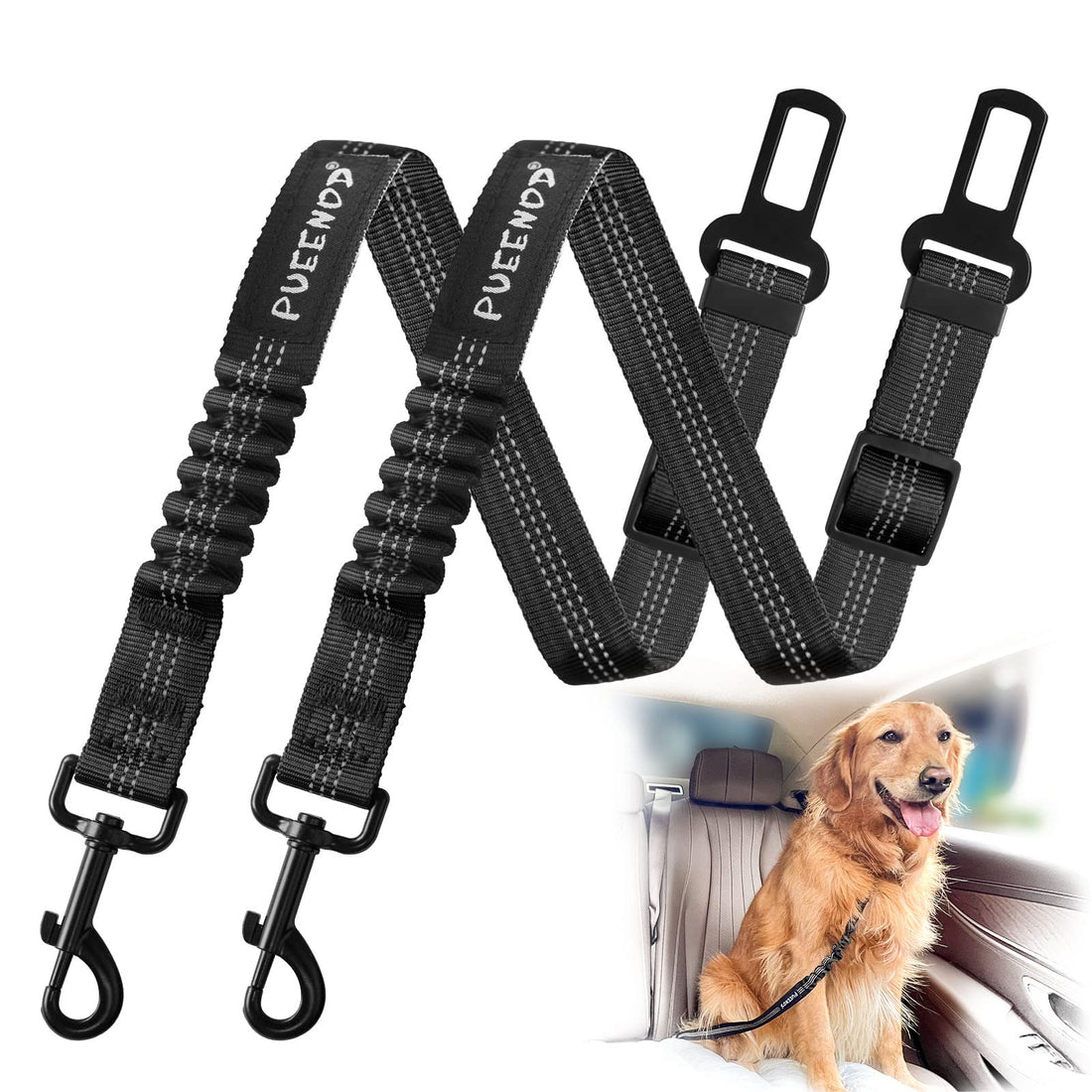 2 Pack Dog Seat Belt Adjustable Dog Car Seatbelts for Vehicle Nylon