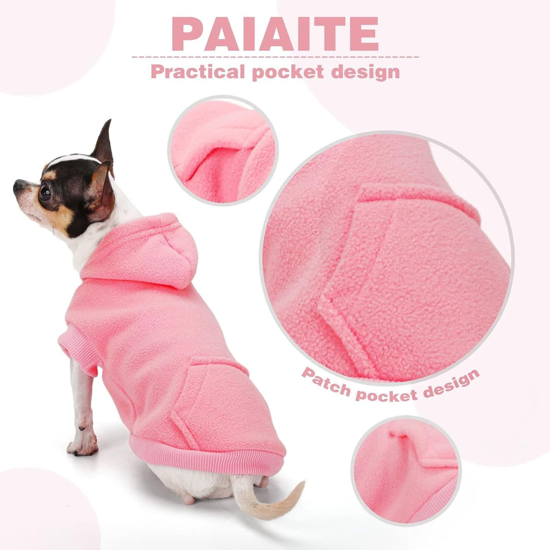 Paiaite Small Dog Hoodie Sweater Sleeveless with Pockets & Hat