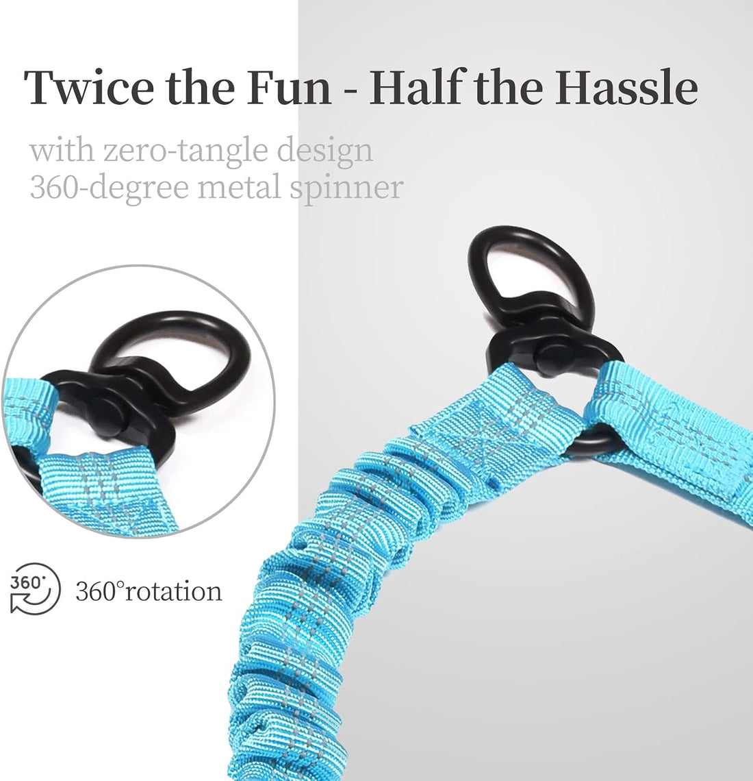 iYoShop Double Dog Leash with 3 Extra Traffic Handles, 15-120 lbs