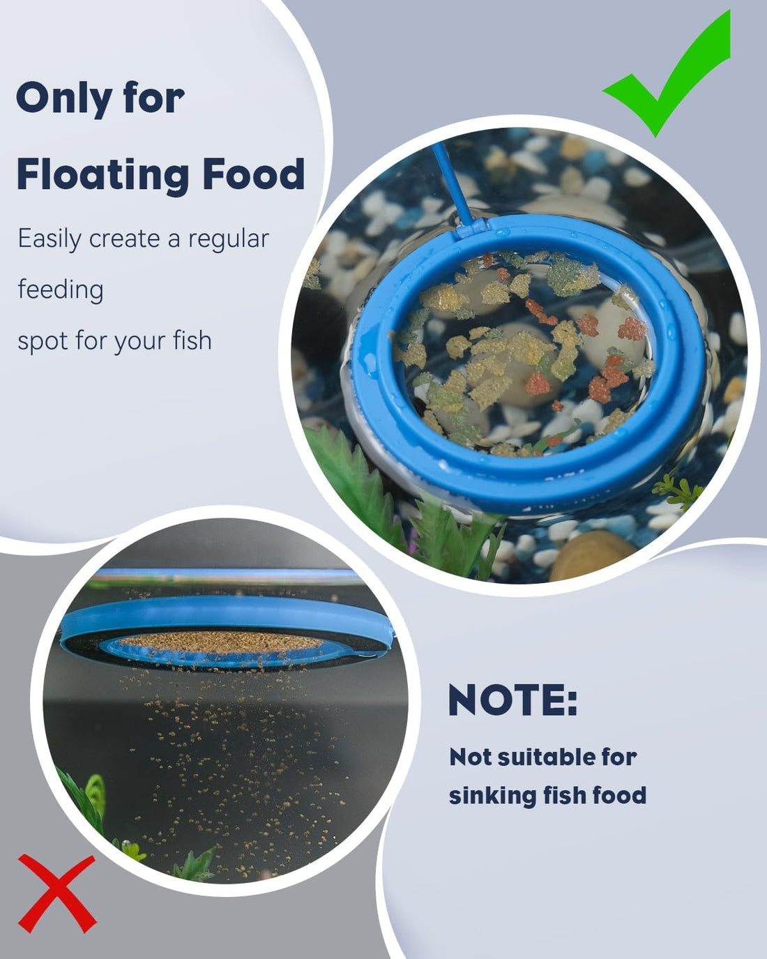 Pawfly Fish Feeding Ring for Aquarium, Feeding Ring with Suction Cup