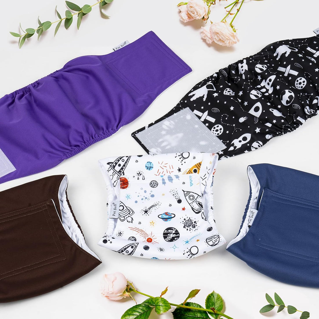 Pet Soft Dog Belly Bands Space M + Dog Suspenders 2 Pieces M