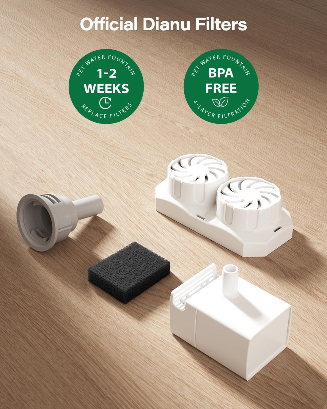 DIANU Official Cat Water Fountain Replacement Filters & Pre-Filter