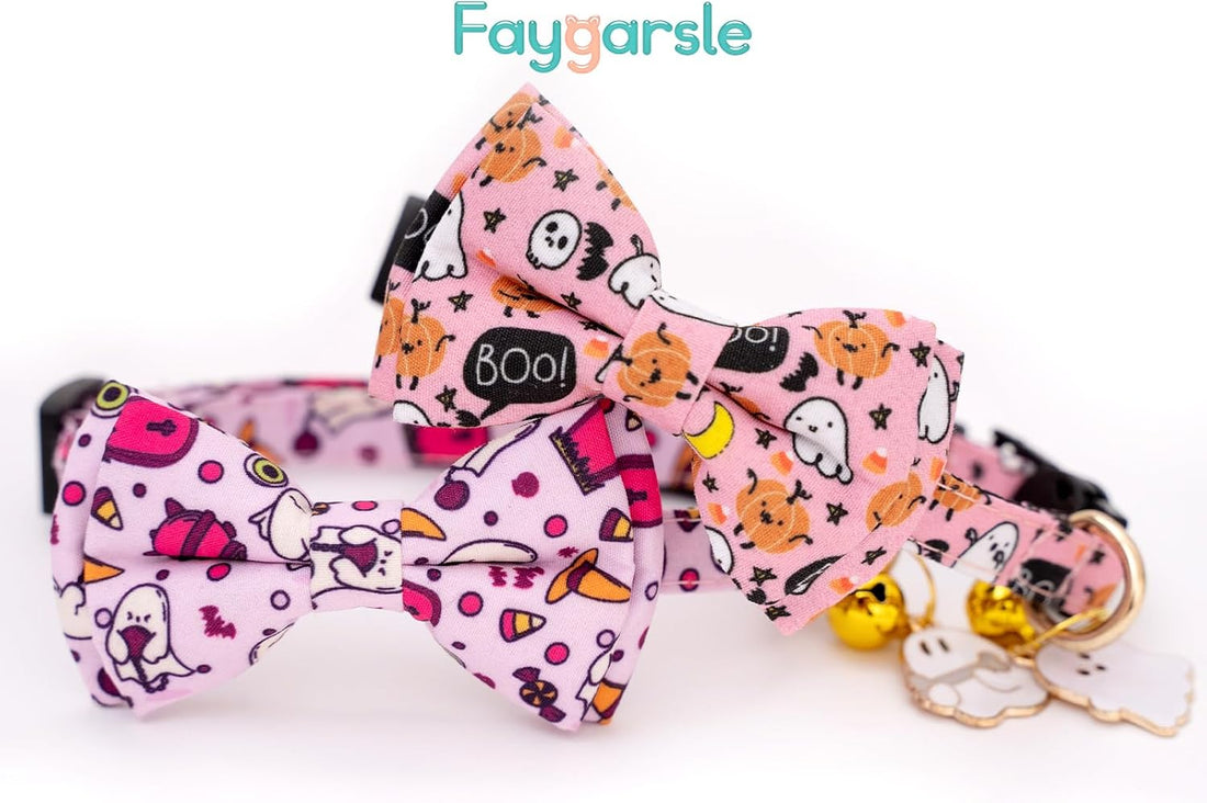 Faygarsle 2 Pack Breakaway Halloween Cat Collar Ghosts Pattern