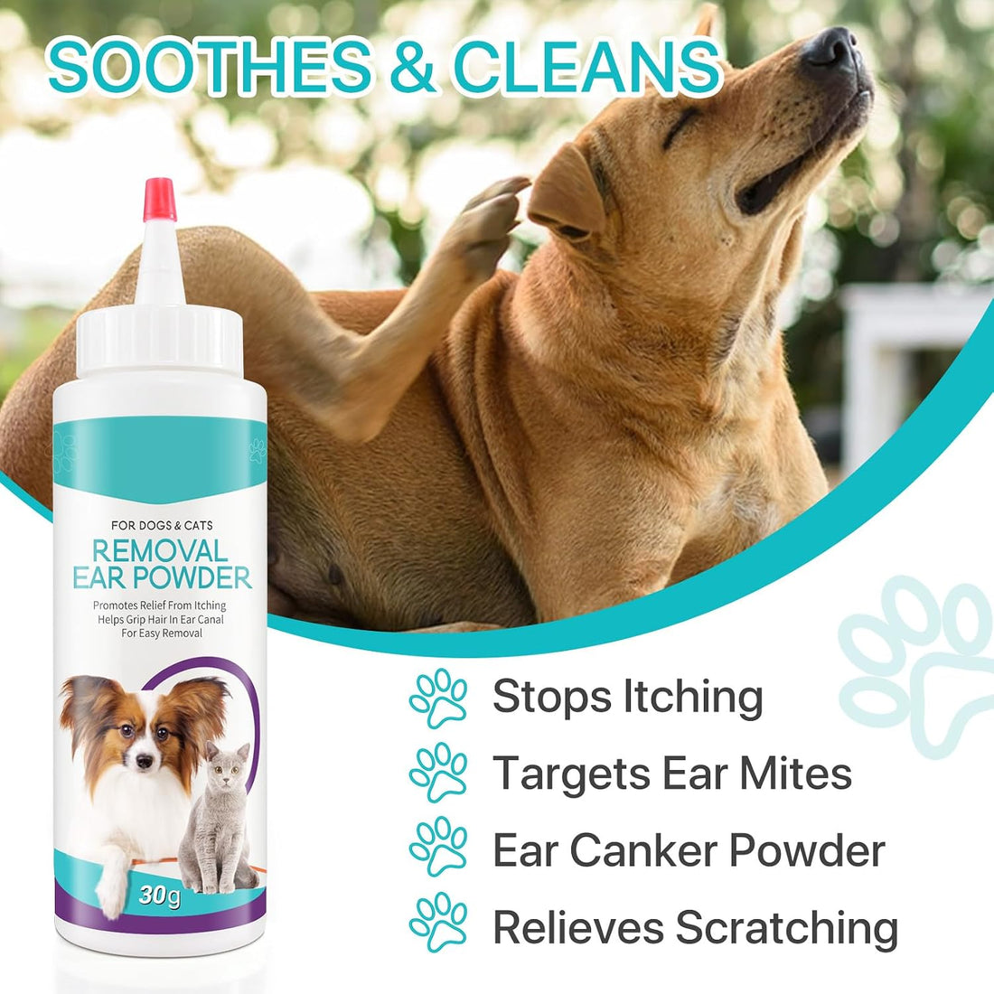 ALIVO Dog Ear Cleaner, Ear Cleaning Powder for Dogs & Cats Ear