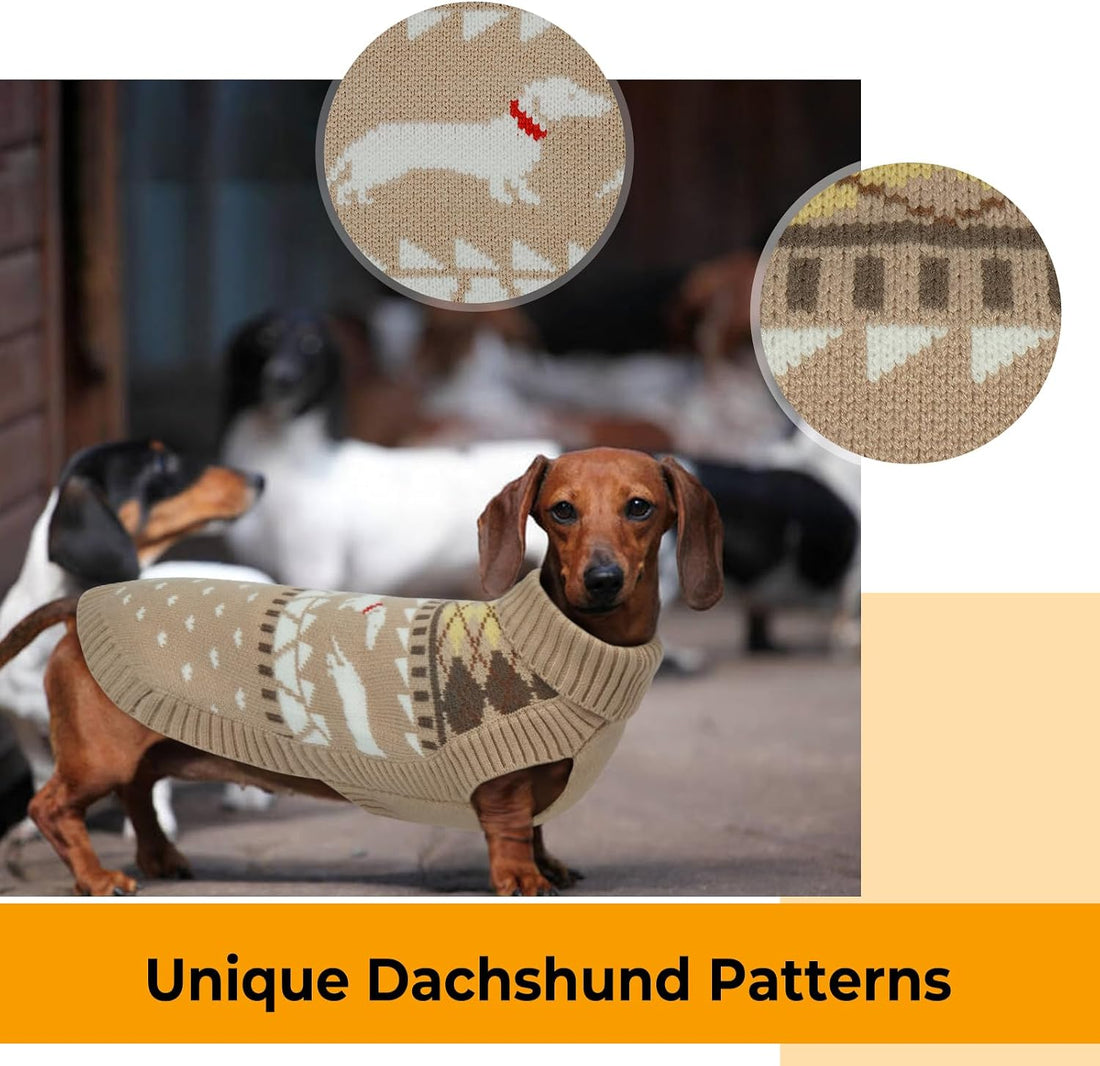 Lelepet Dachshund Sweater, Turtleneck Dog Sweaters for Small Dogs