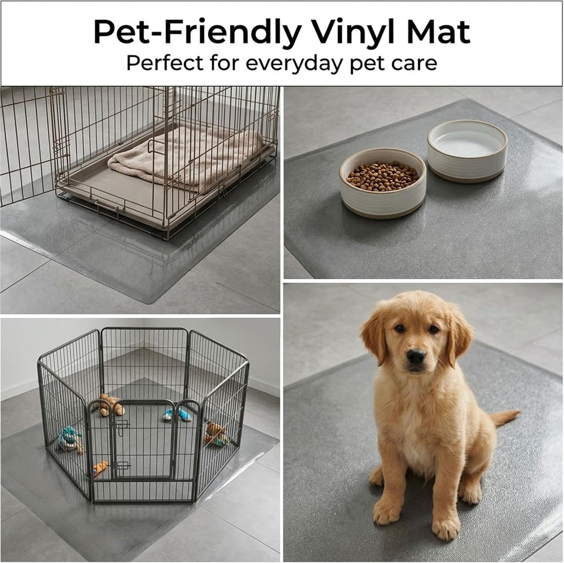 Dog Crate Mat 48x30 Inch, Waterproof Floor Protector for Hardwood