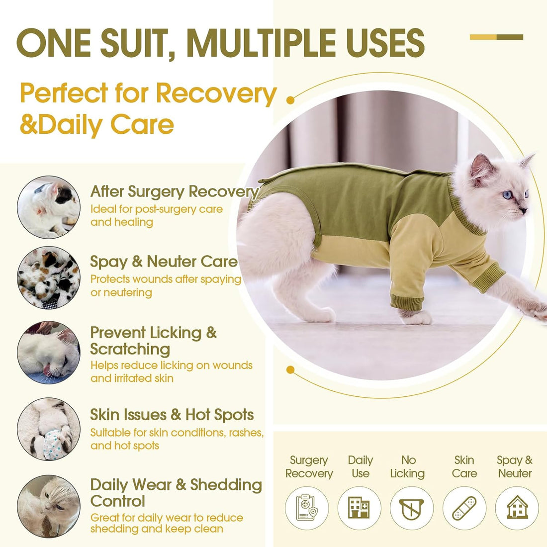 QBLEEV Cat Recovery Suit for Foreleg