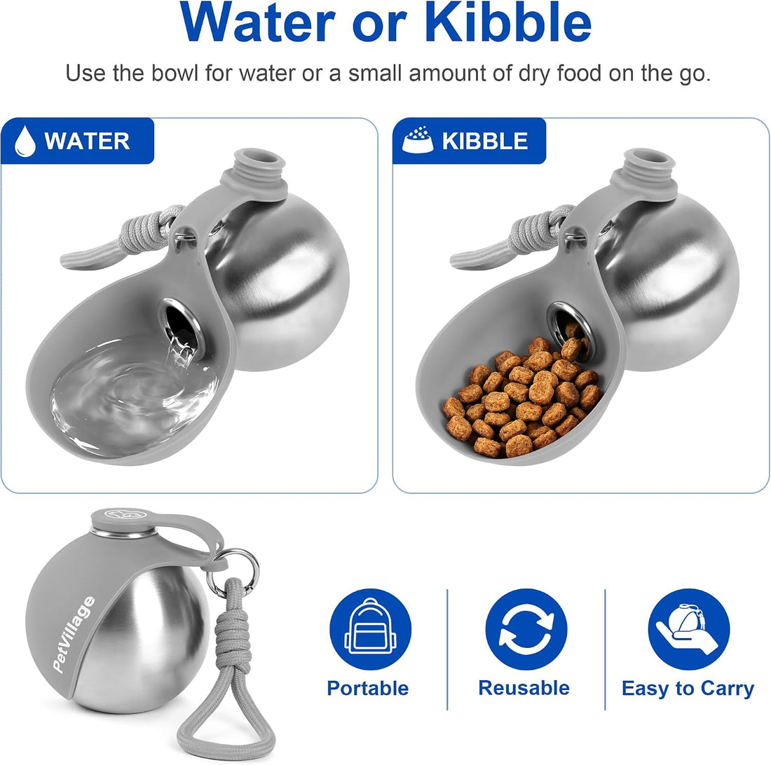 2-in-1 Dog Water Bottle with Foldable Bowl
