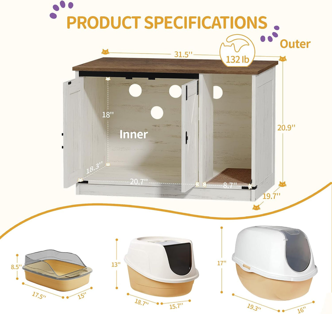 Hzuaneri Cat Litter Box Enclosure