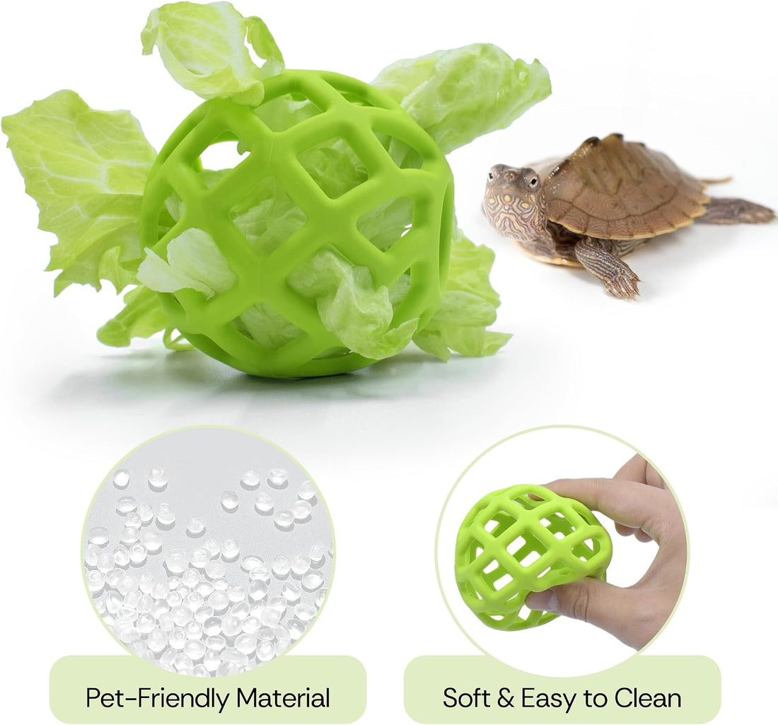 2-in-1 Turtle Brush and Feeder Ball Set, Turtle Tank Accessories