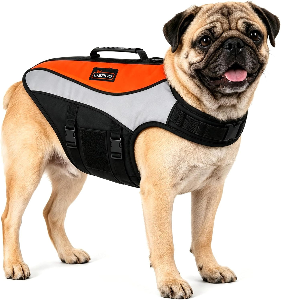 Dog Life Jacket for Swimming & Boating, Orange Black, M