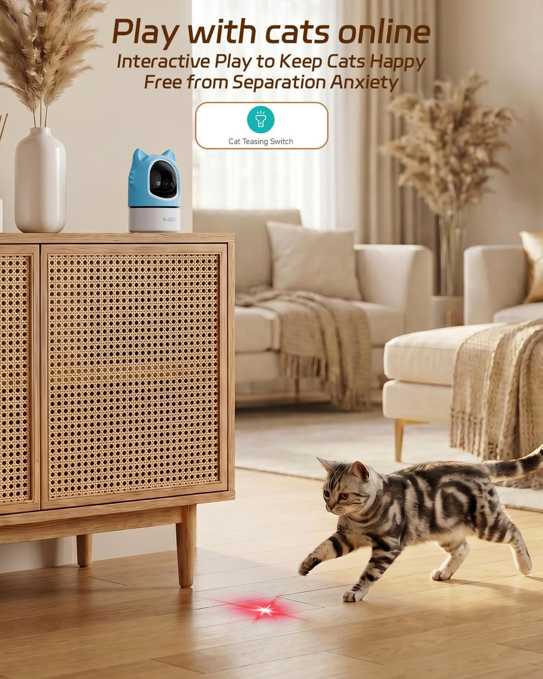 ALIOBC Pet Camera with Phone App Laser Toy 2K Cat Camera no