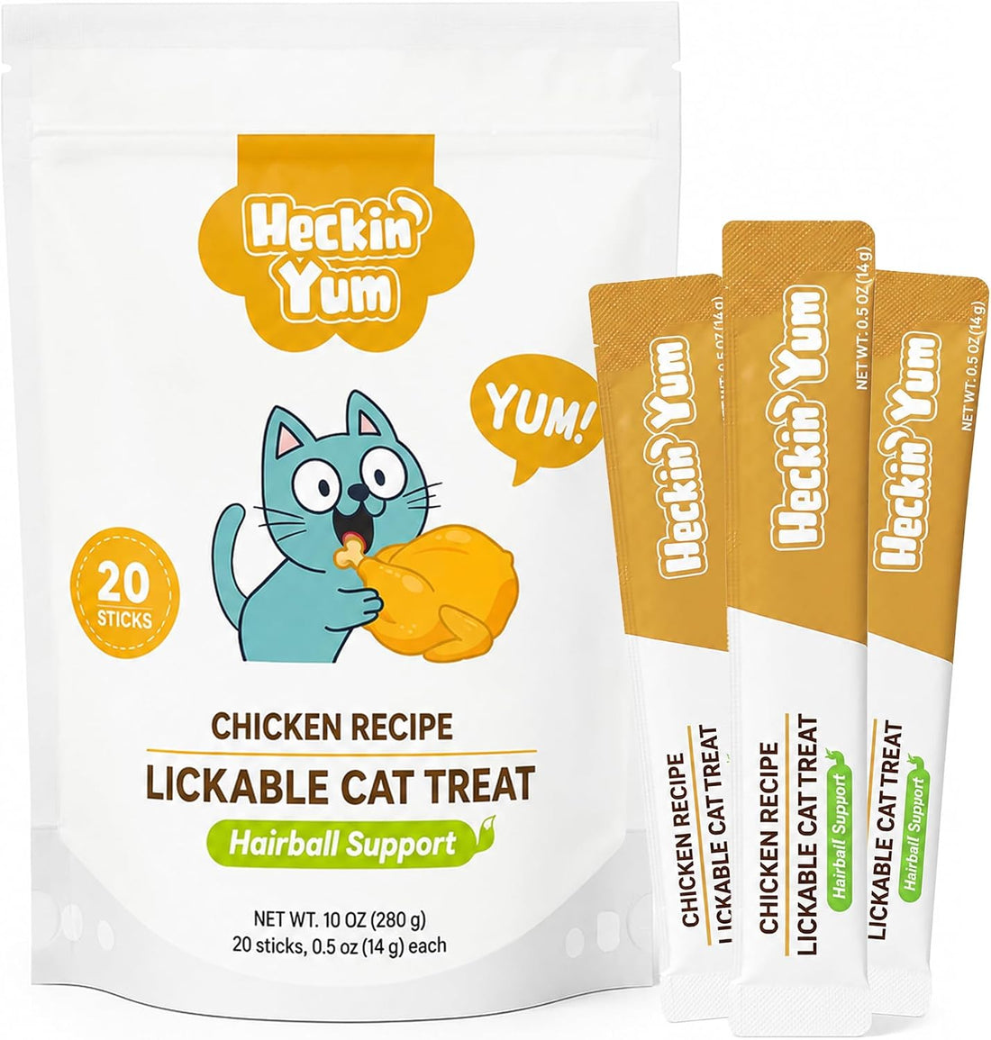 Lickable Cat Grass Treats for Gentle Hairball Support 20 Tubes