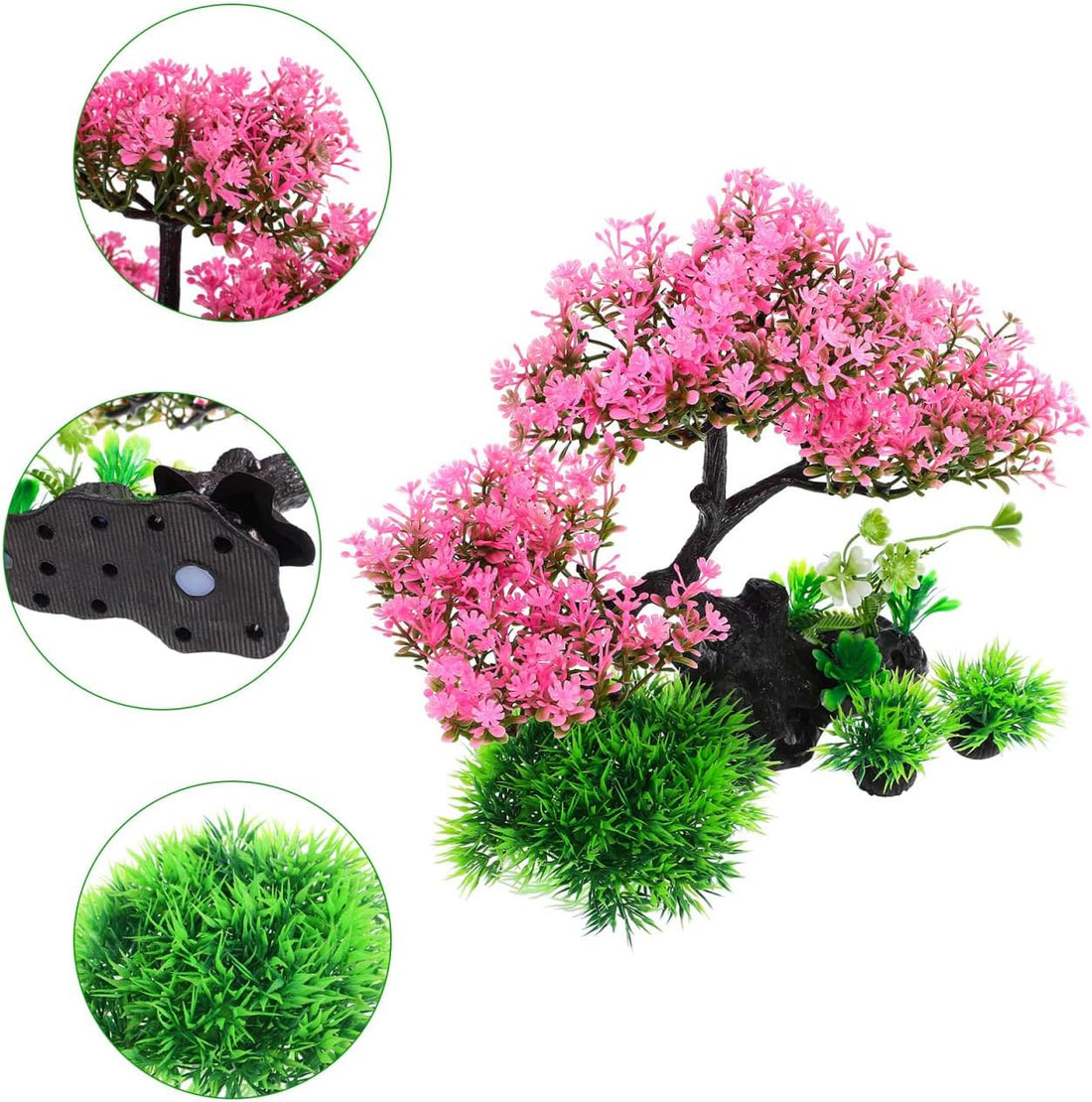 Didiseaon Aquarium Decor Artificial Plants Tree Set 11.4 Inch Pink