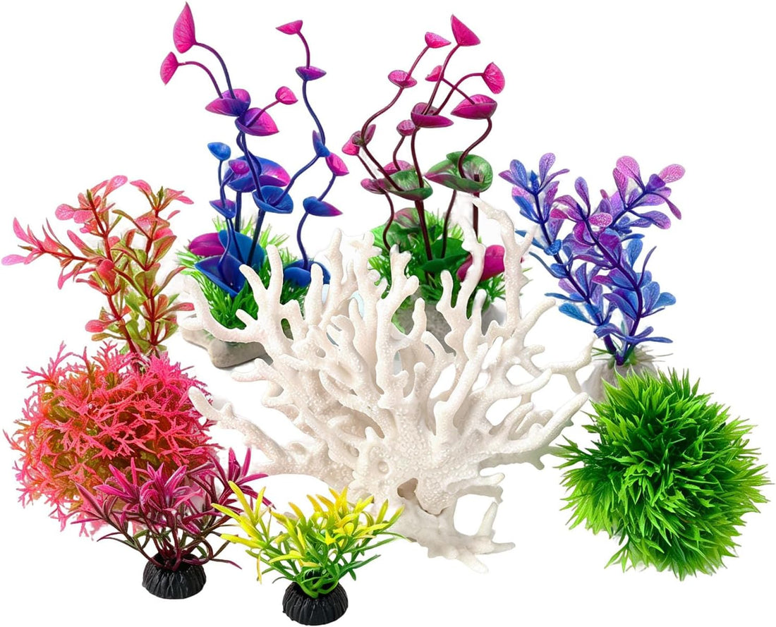 Tinoaly Fish Tank Decorations, White Resin Coral Reef Decor