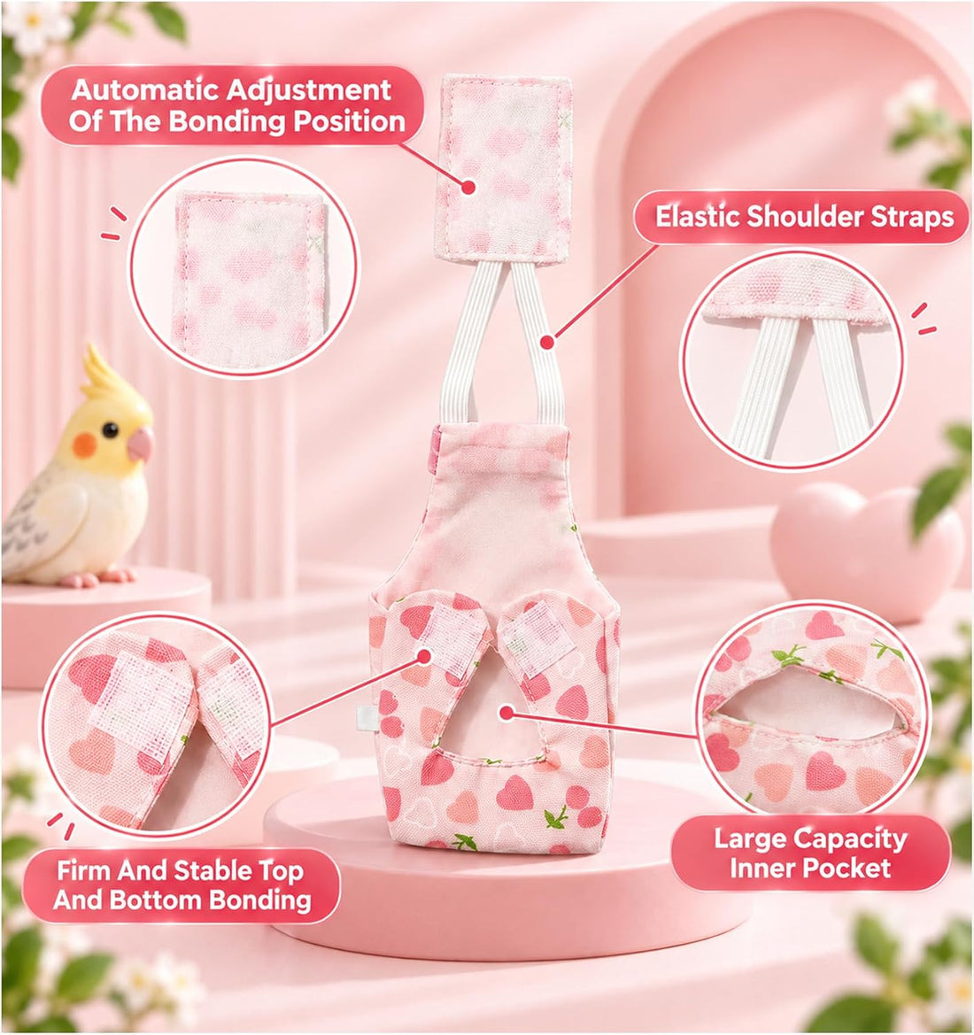 6 Pcs Bird Diaper, Parrot Diaper Flight Suit Soft Cute for Small Birds